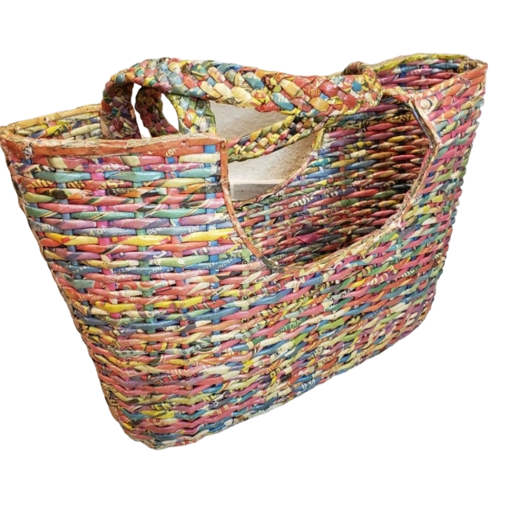 Hand Crafted Multicolor Woven Tote Bag